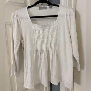 Liz Claiborne Cream Scoop Neck Pintuck Tunic